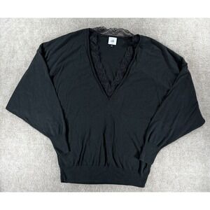 Cabi Black Lace‎ Trim V-Neck Dolman Sleeve Sweater Top Women's Small Style 5632